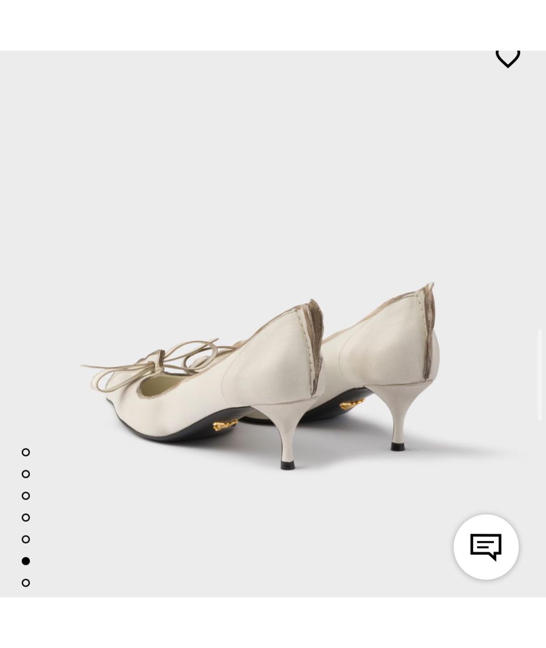 PRADA Белые кожаные лодочки на низком каблуке, фото 4