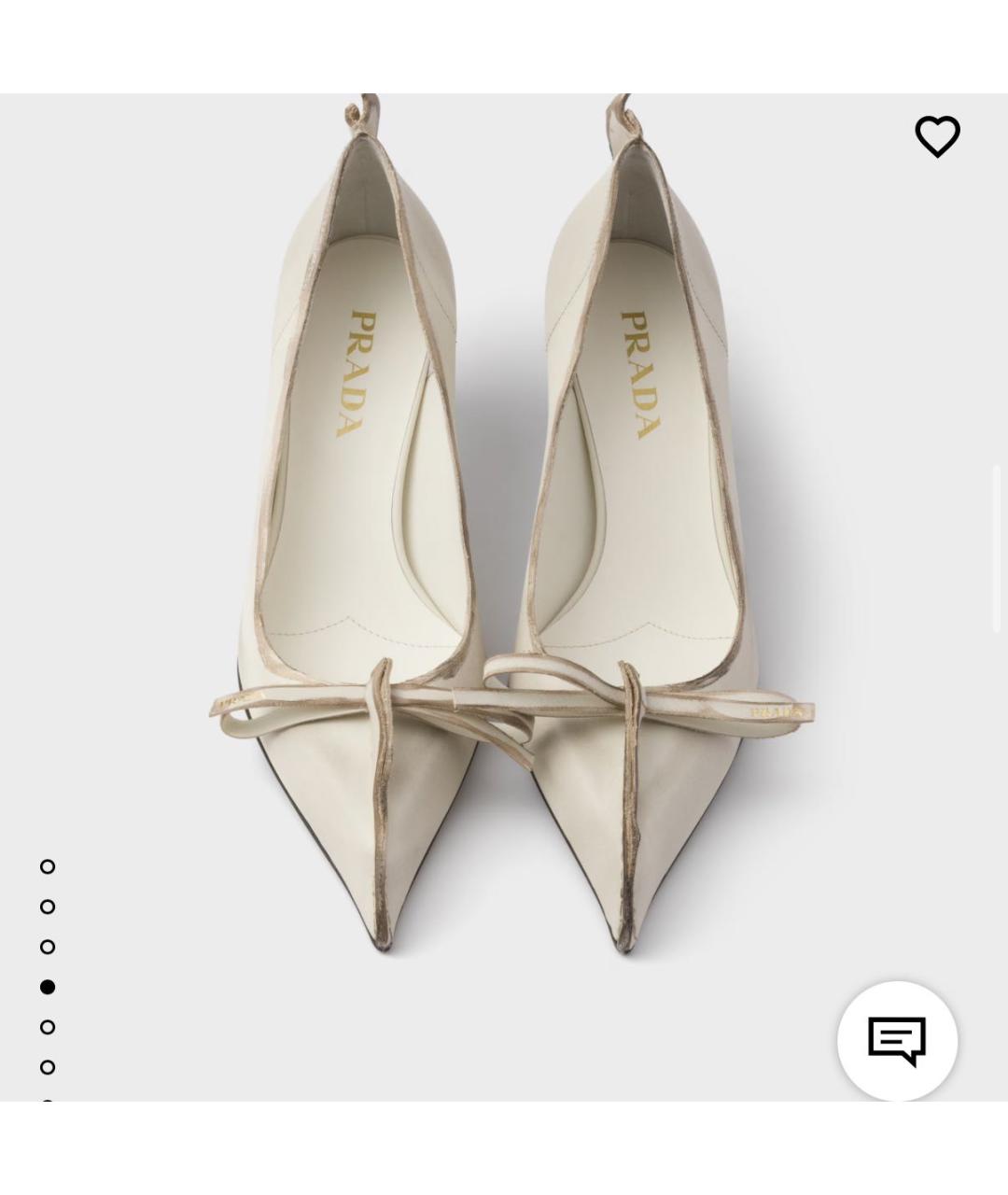 PRADA Белые кожаные лодочки на низком каблуке, фото 3