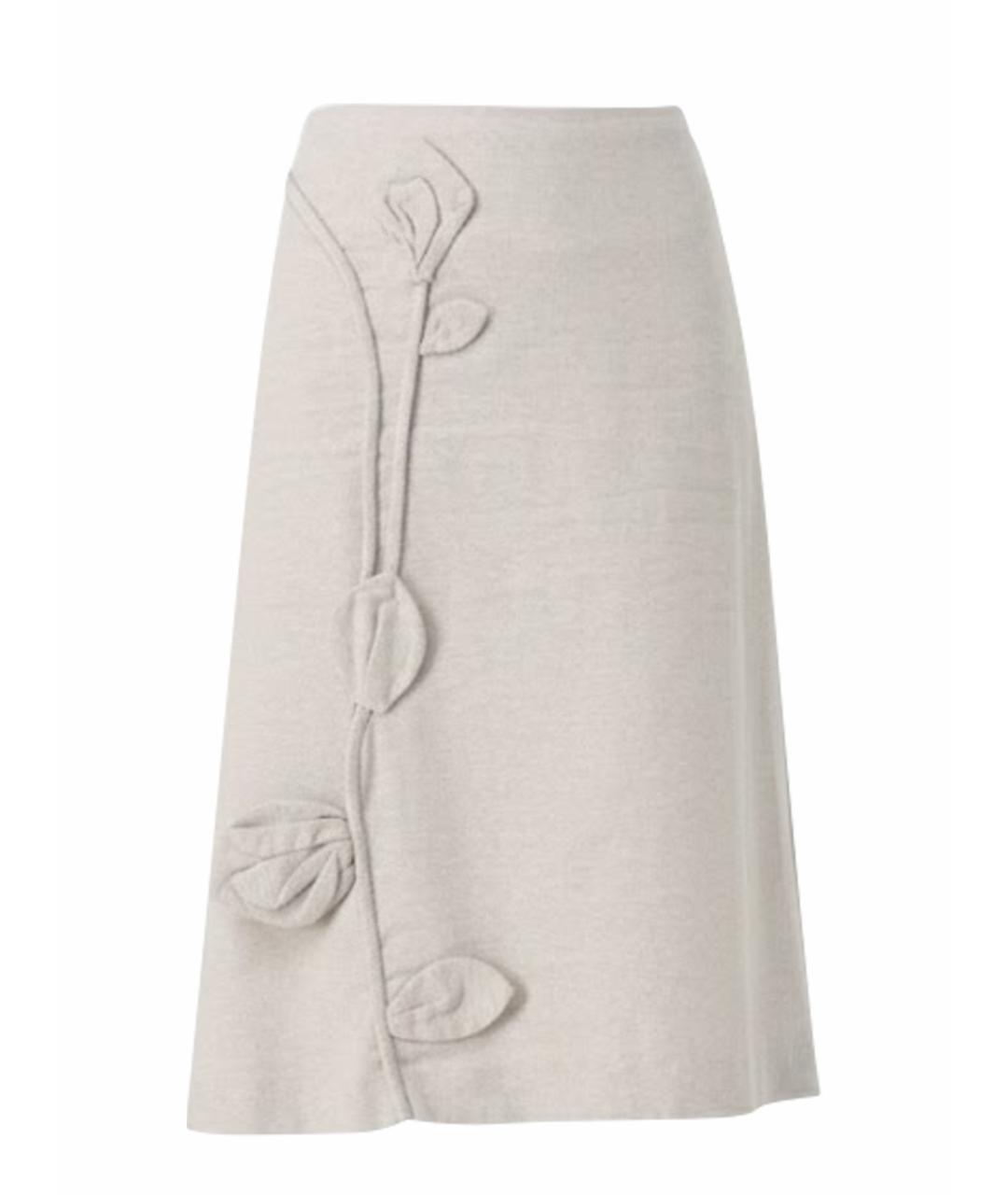 TWIN-SET Бежевая шерстяная юбка миди, фото 1