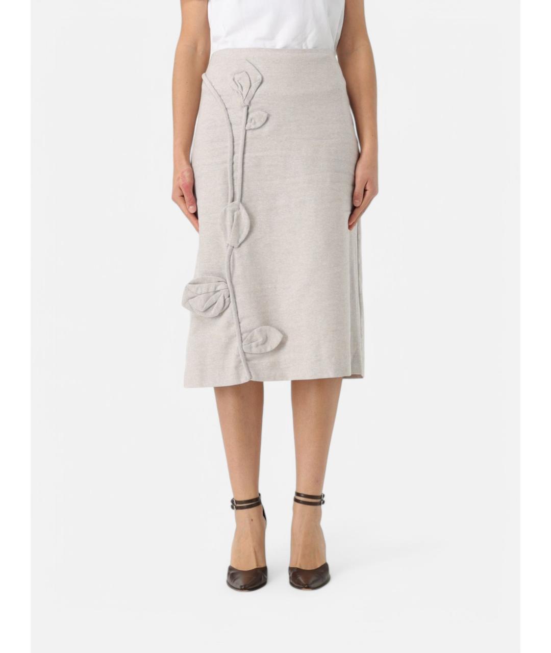 TWIN-SET Бежевая шерстяная юбка миди, фото 4