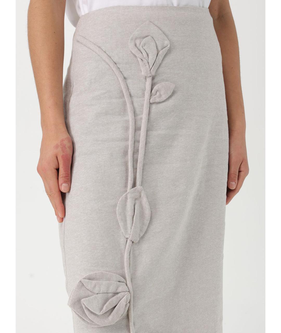 TWIN-SET Бежевая шерстяная юбка миди, фото 3