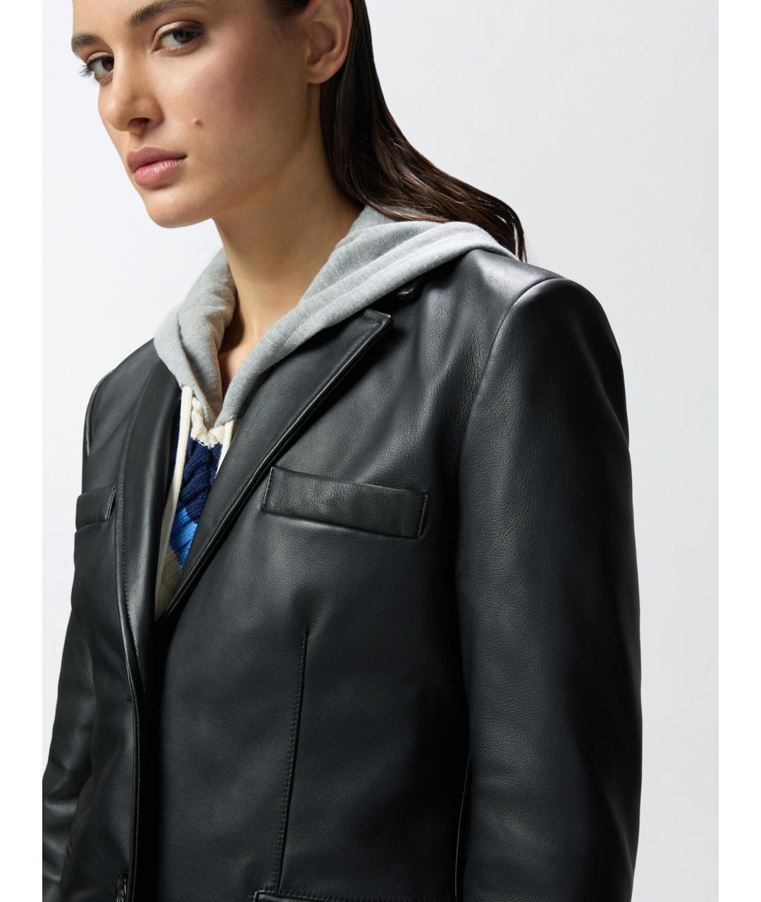 PINKO Черный кожаный жакет/пиджак, фото 5