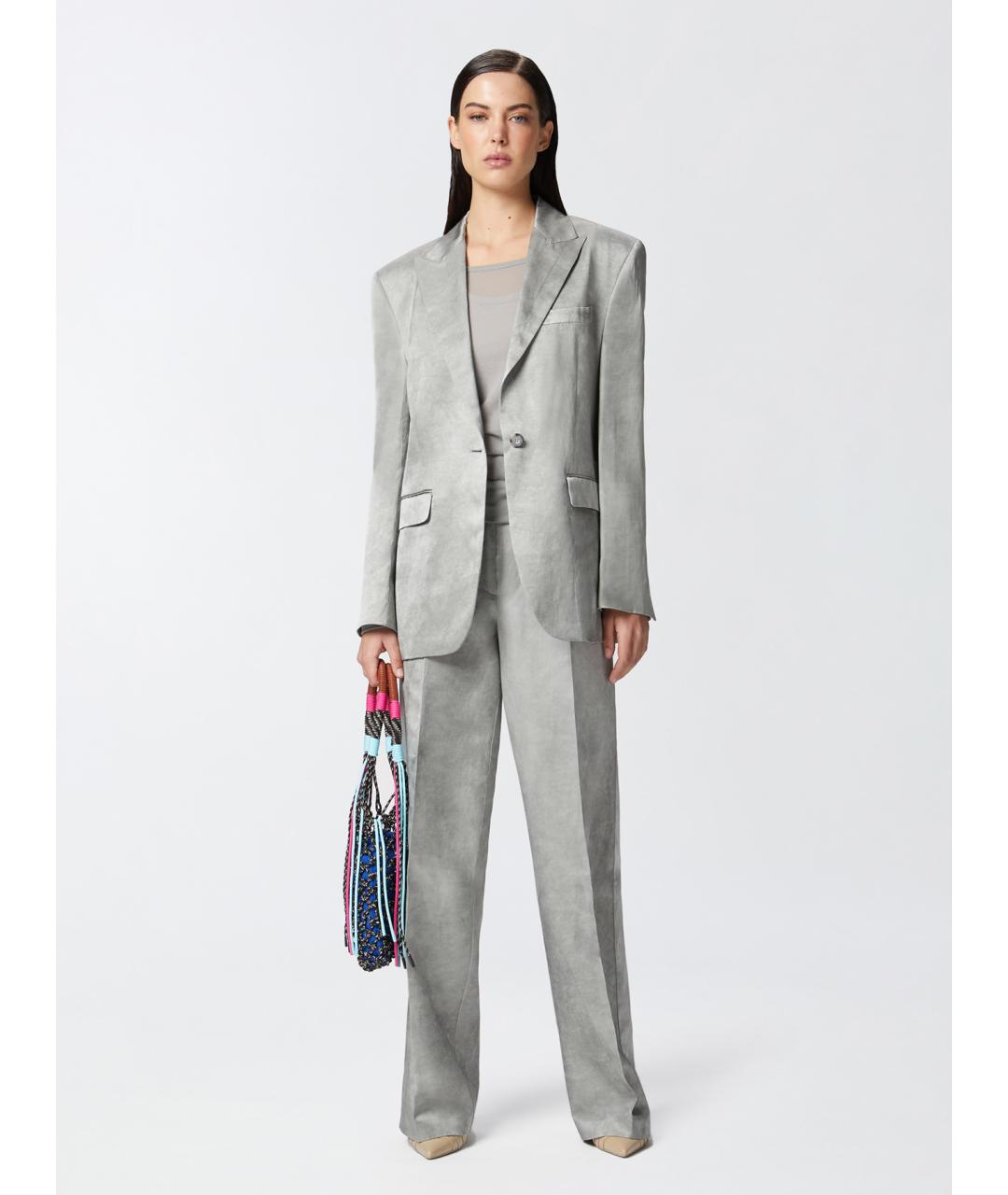 PINKO Серые вискозные брюки широкие, фото 2