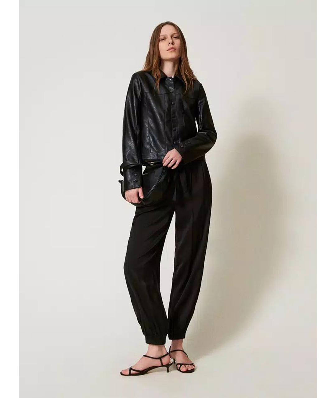 TWIN-SET Черные прямые брюки, фото 2