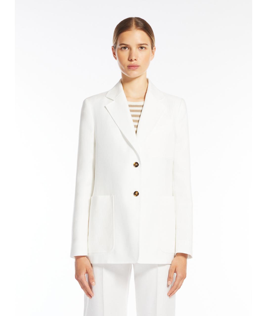 MAX MARA Белый льняной жакет/пиджак, фото 3