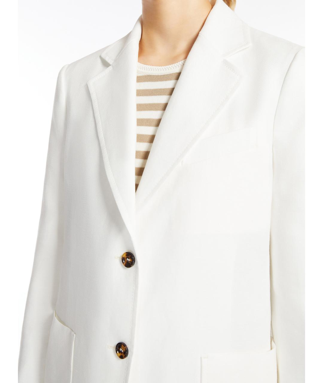 MAX MARA Белый льняной жакет/пиджак, фото 5