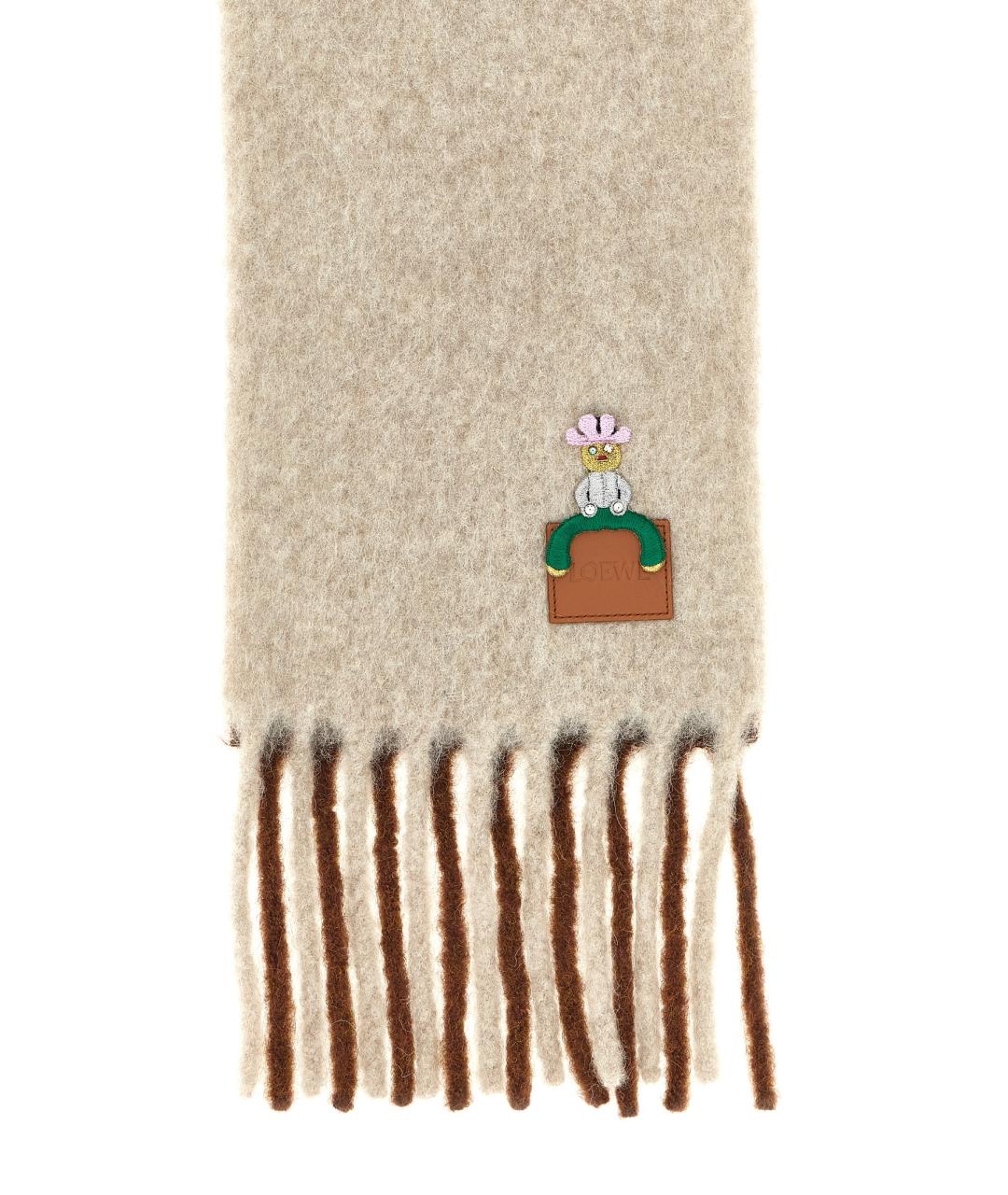 LOEWE Бежевый шерстяной шарф, фото 2