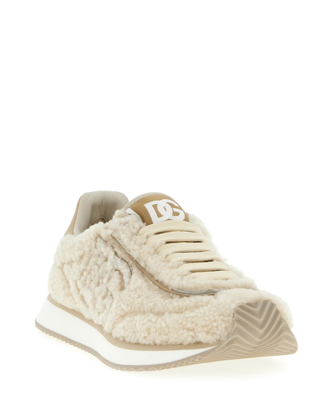 DOLCE&GABBANA Бежевые кожаные кроссовки, фото 2