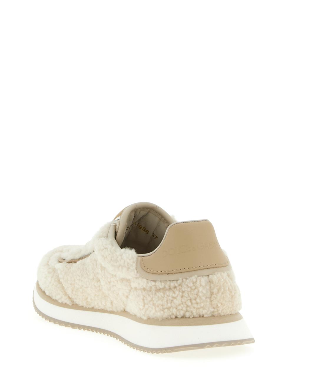 DOLCE&GABBANA Бежевые кожаные кроссовки, фото 3