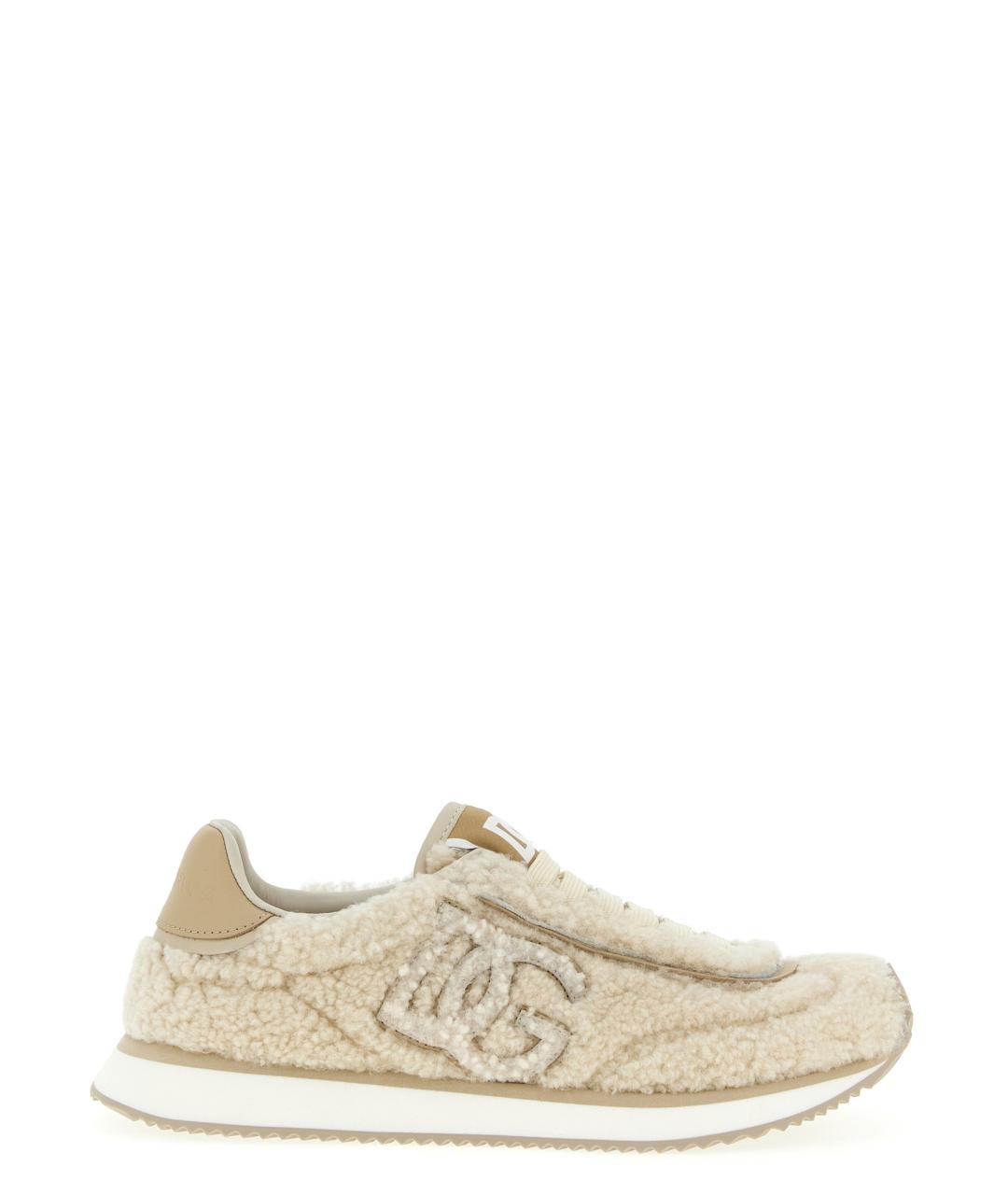 DOLCE&GABBANA Бежевые кожаные кроссовки, фото 1
