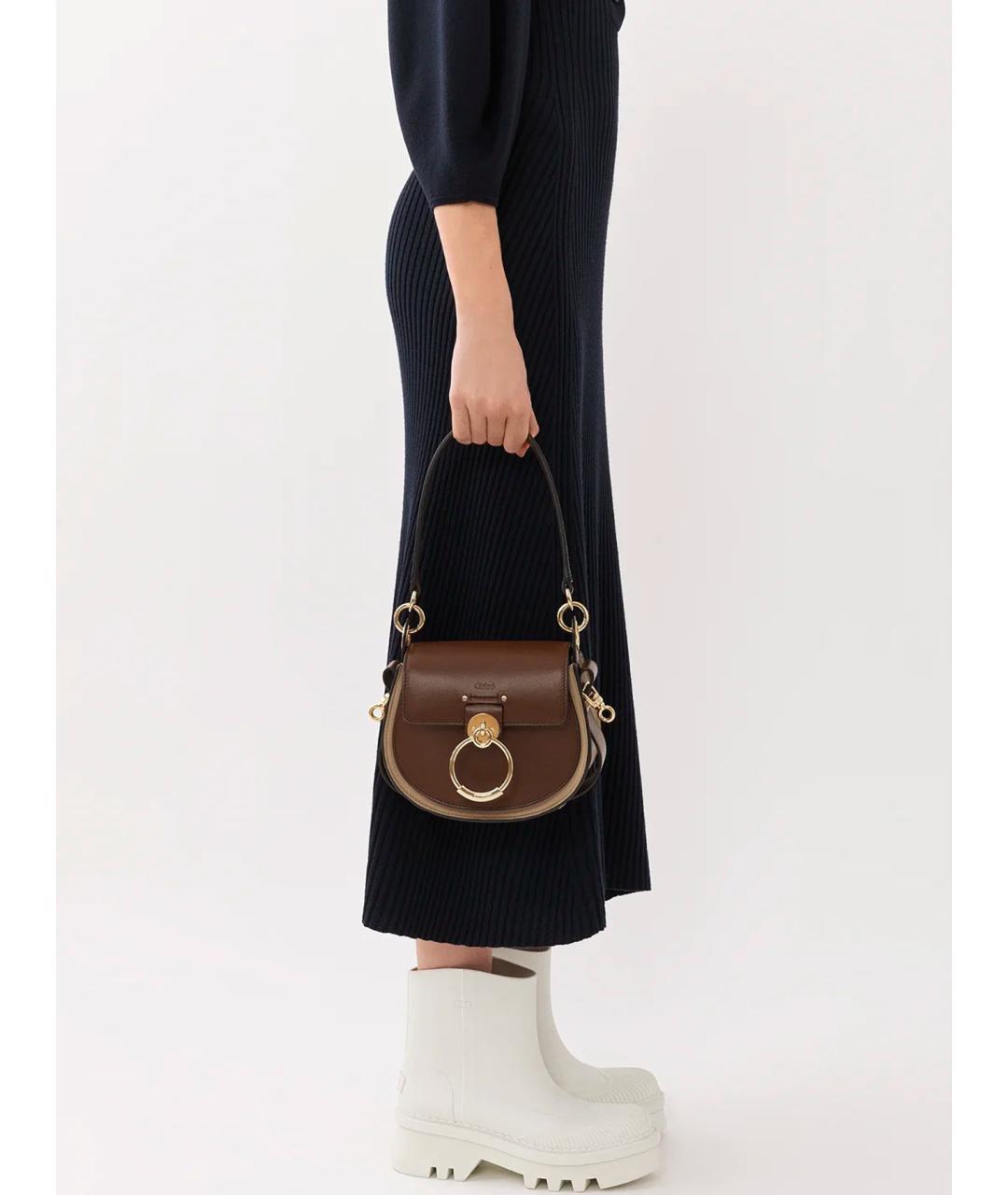 CHLOE Коричневая кожаная сумка через плечо, фото 3
