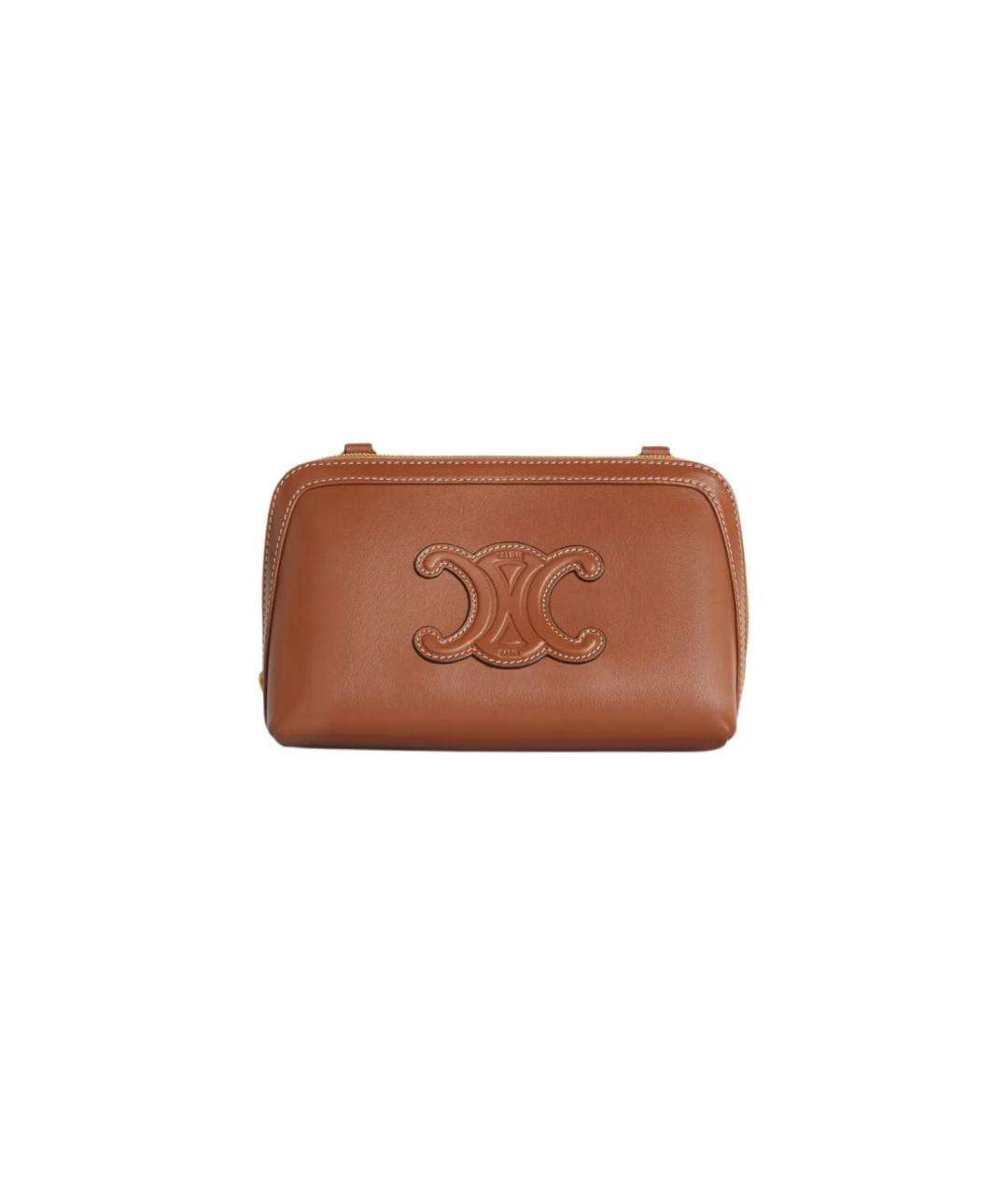 CELINE Коричневая кожаная сумка через плечо, фото 4