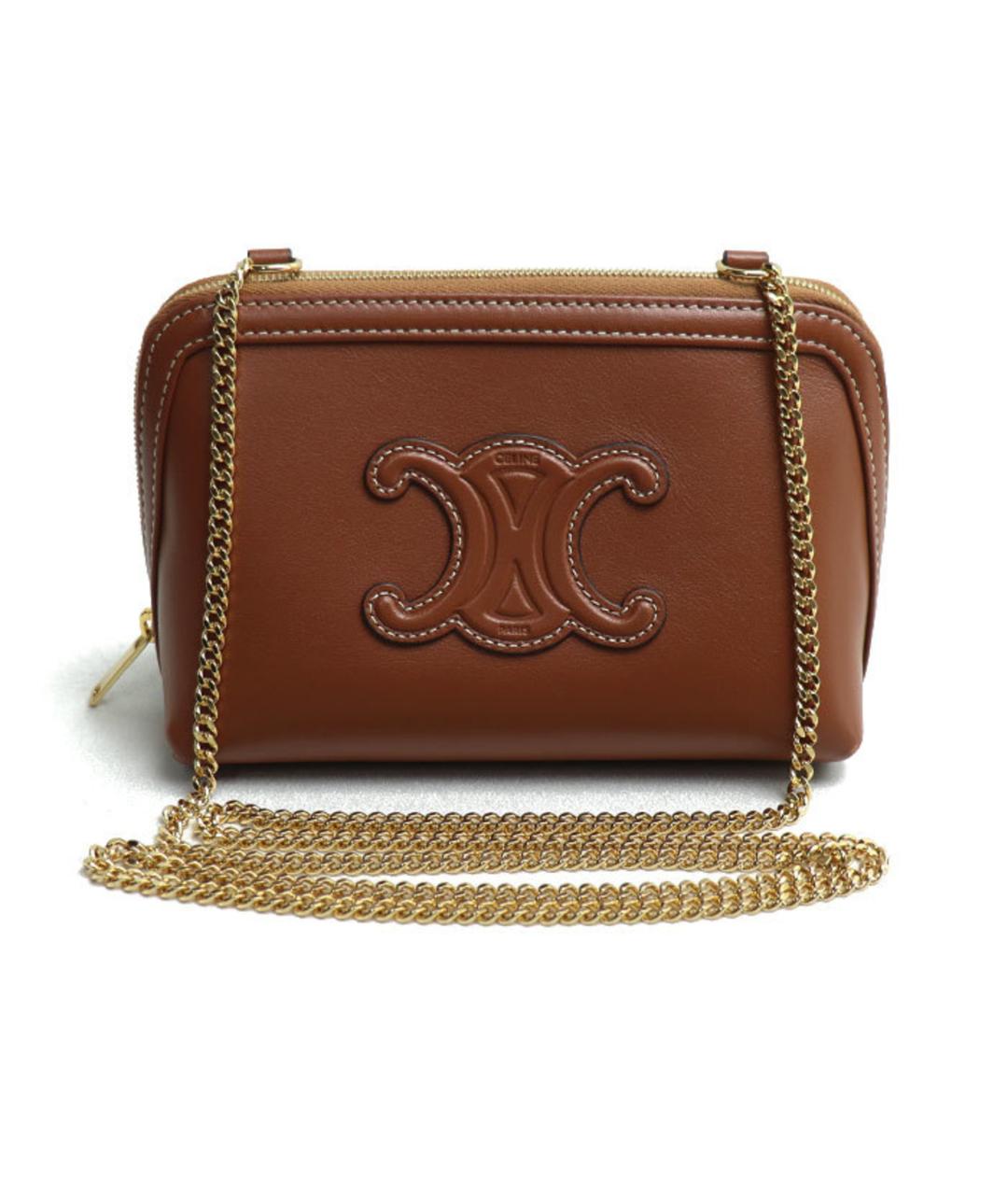 CELINE Коричневая кожаная сумка через плечо, фото 1