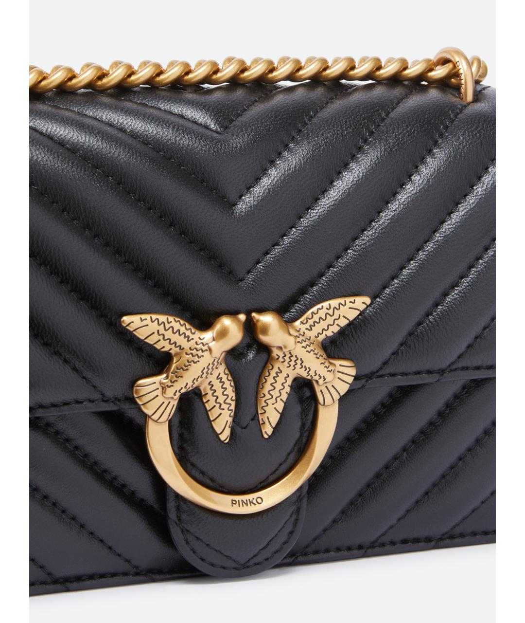PINKO Черная кожаная сумка через плечо, фото 2