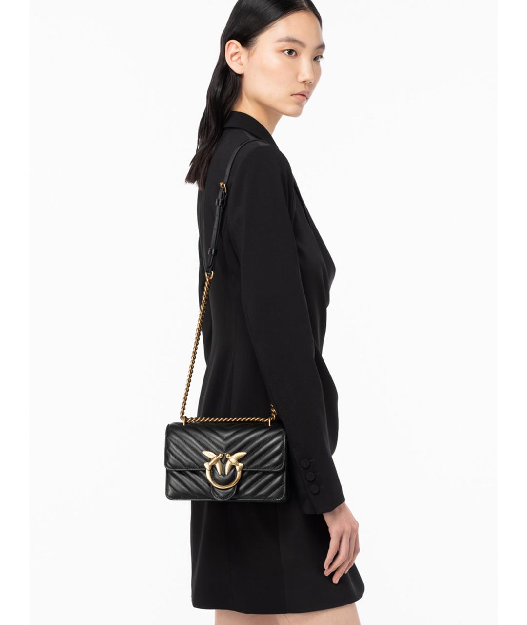 PINKO Черная кожаная сумка через плечо, фото 7