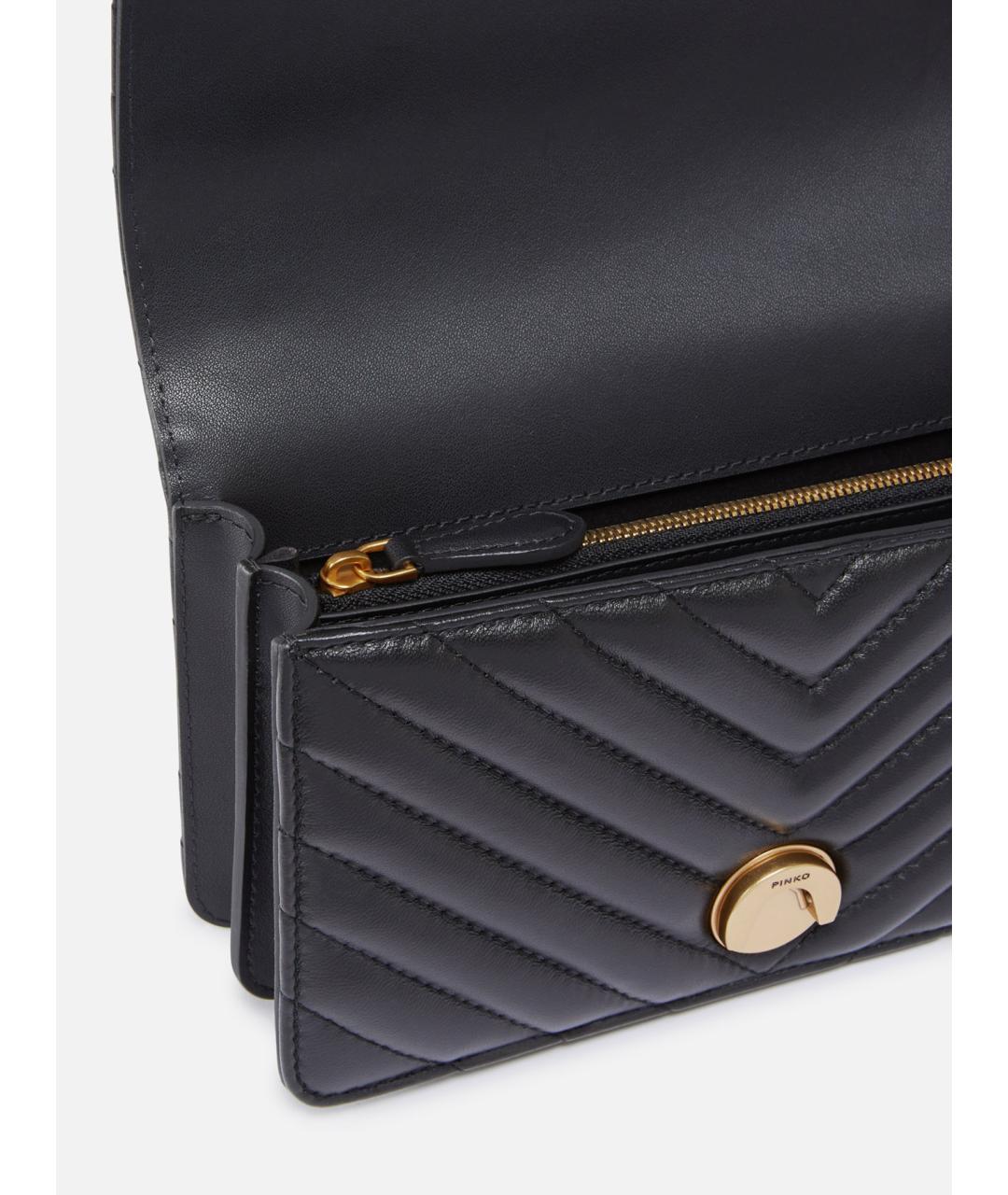 PINKO Черная кожаная сумка через плечо, фото 5