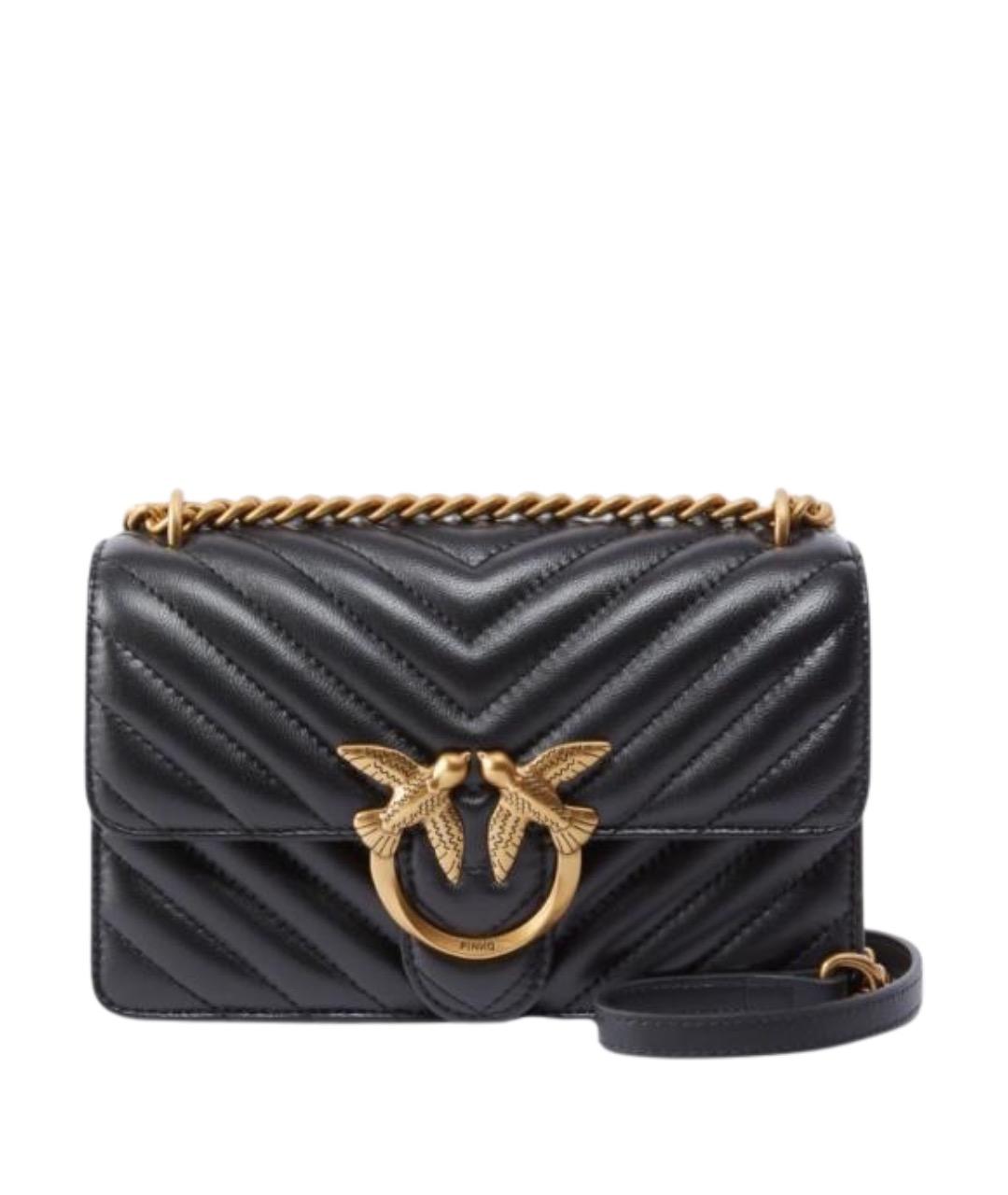 PINKO Черная кожаная сумка через плечо, фото 1