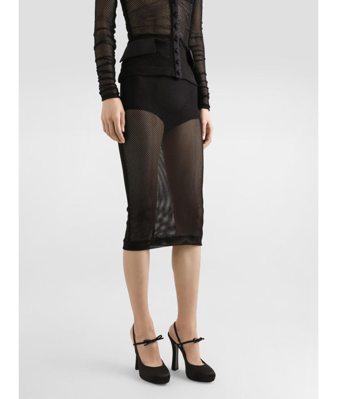 DOLCE&GABBANA Черная полиамидовая юбка миди, фото 3