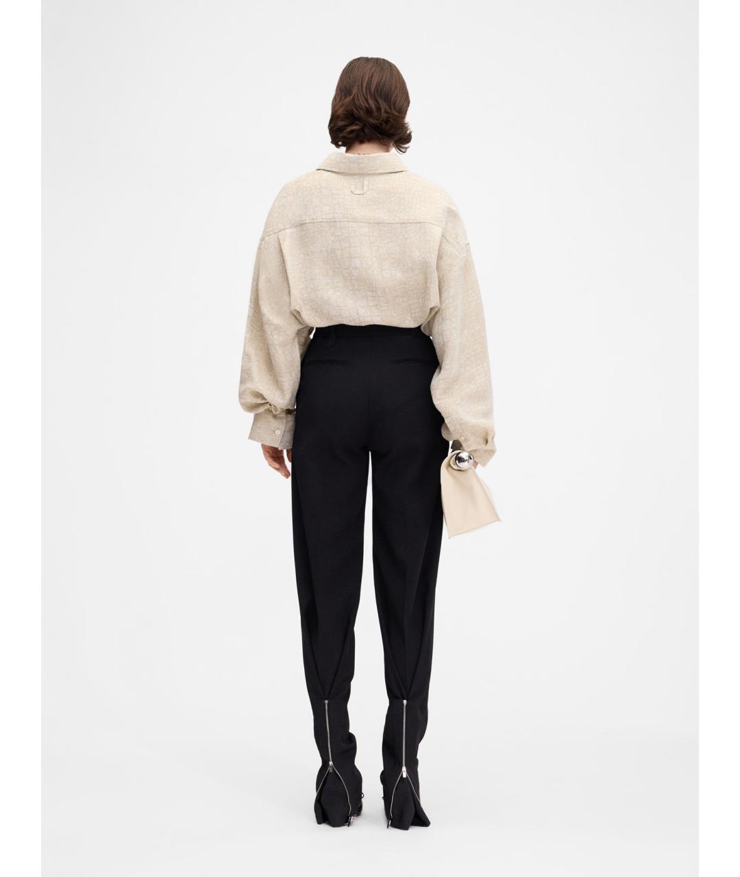 JACQUEMUS Черные шерстяные прямые брюки, фото 3