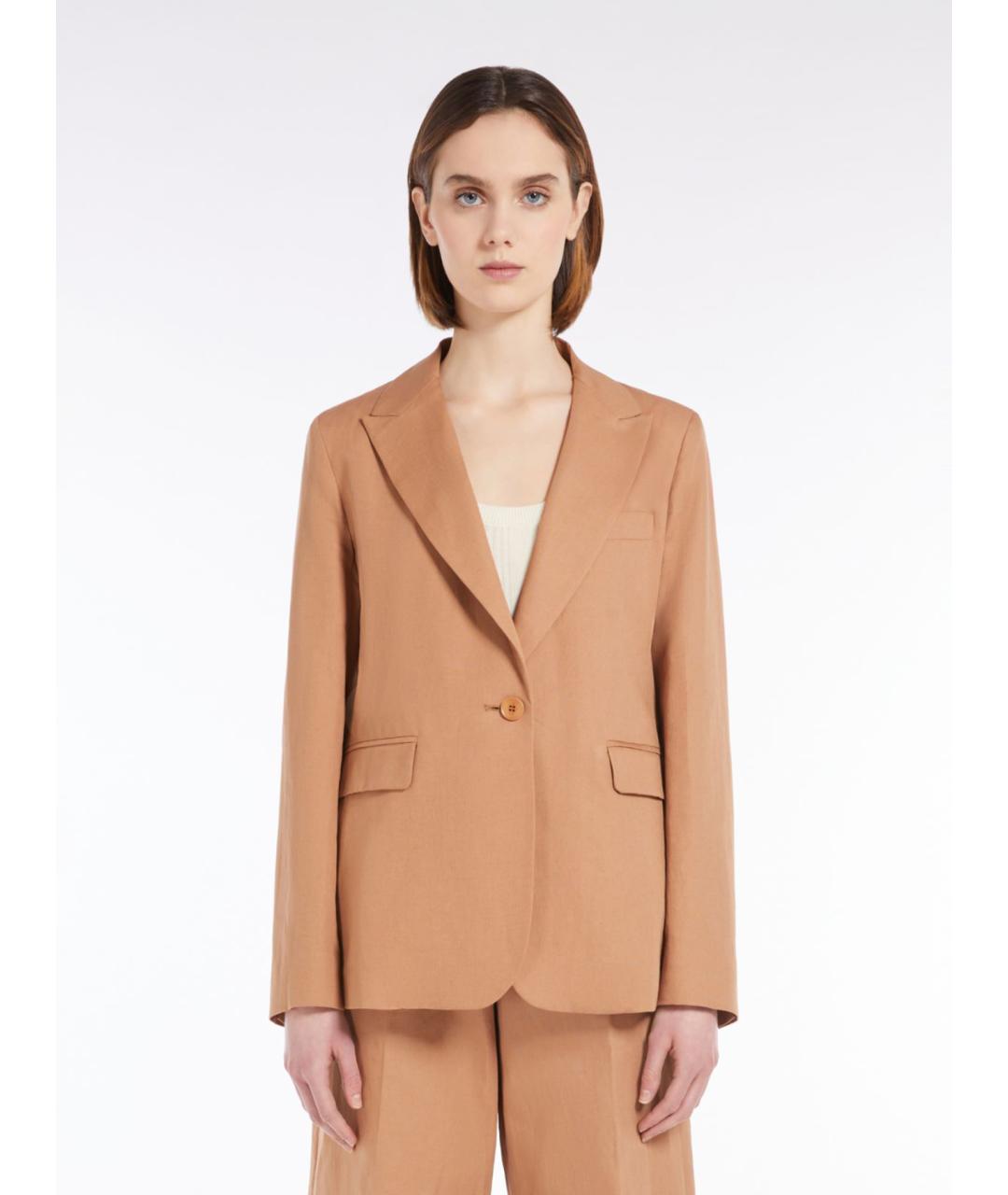 WEEKEND MAX MARA Коричневый хлопковый жакет/пиджак, фото 4