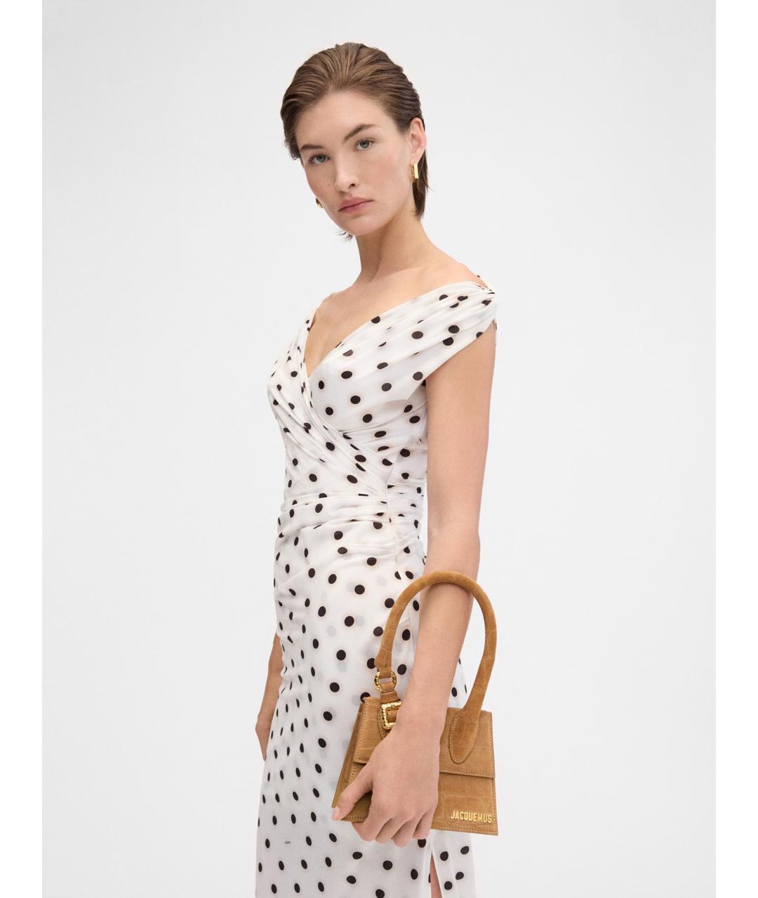 JACQUEMUS Бежевая замшевая сумка с короткими ручками, фото 2