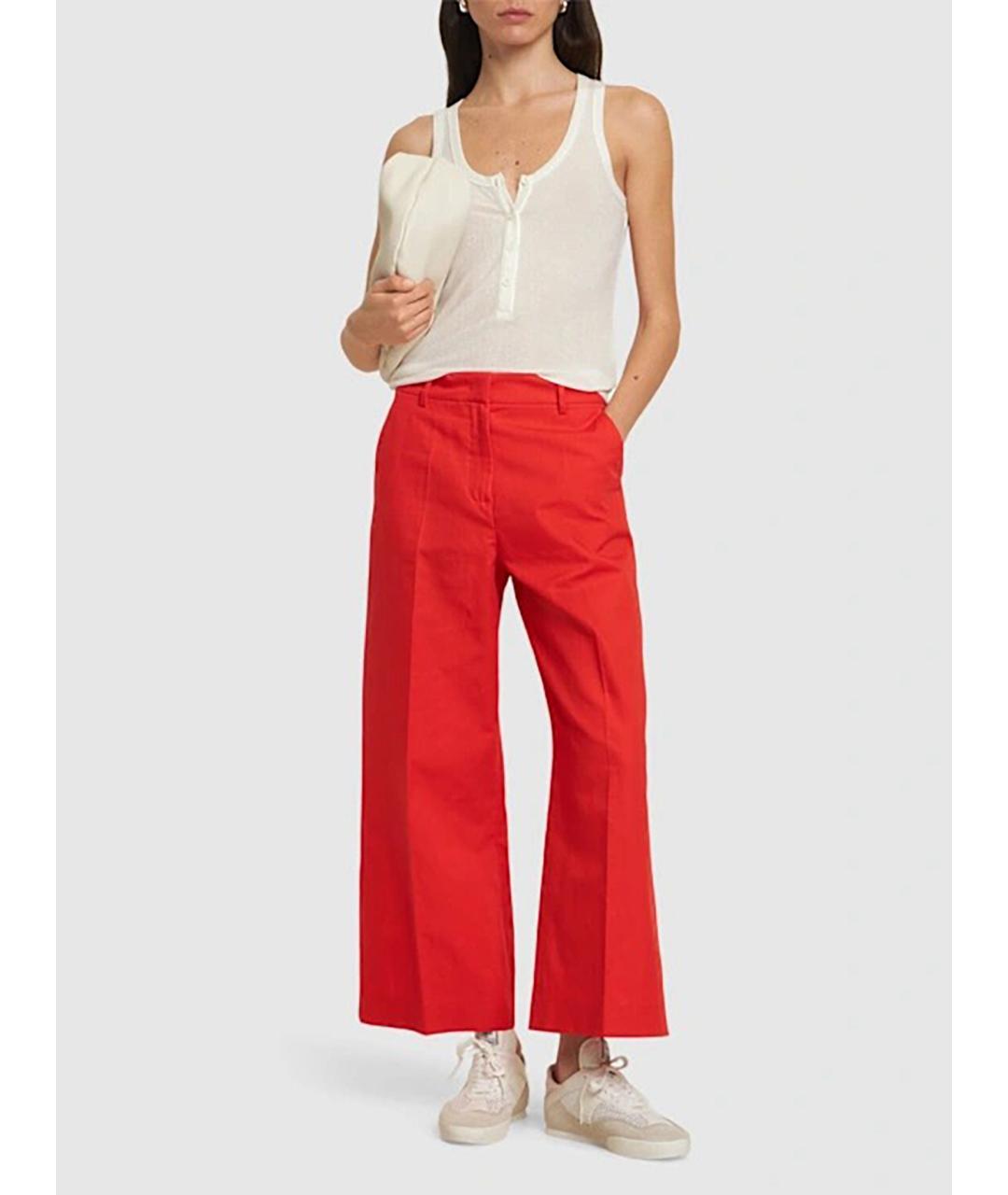 WEEKEND MAX MARA Красные хлопковые прямые брюки, фото 4