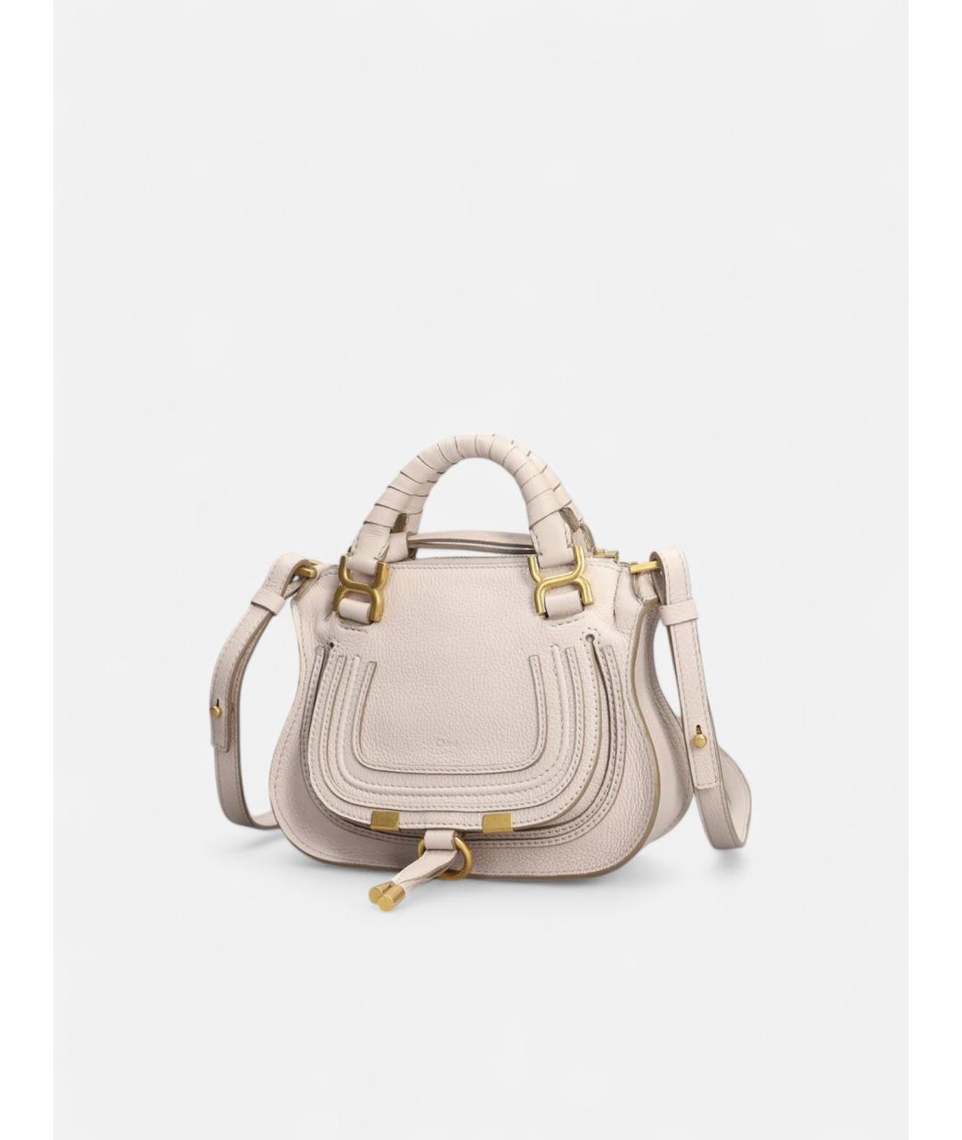 CHLOE Бежевая кожаная сумка с короткими ручками, фото 3