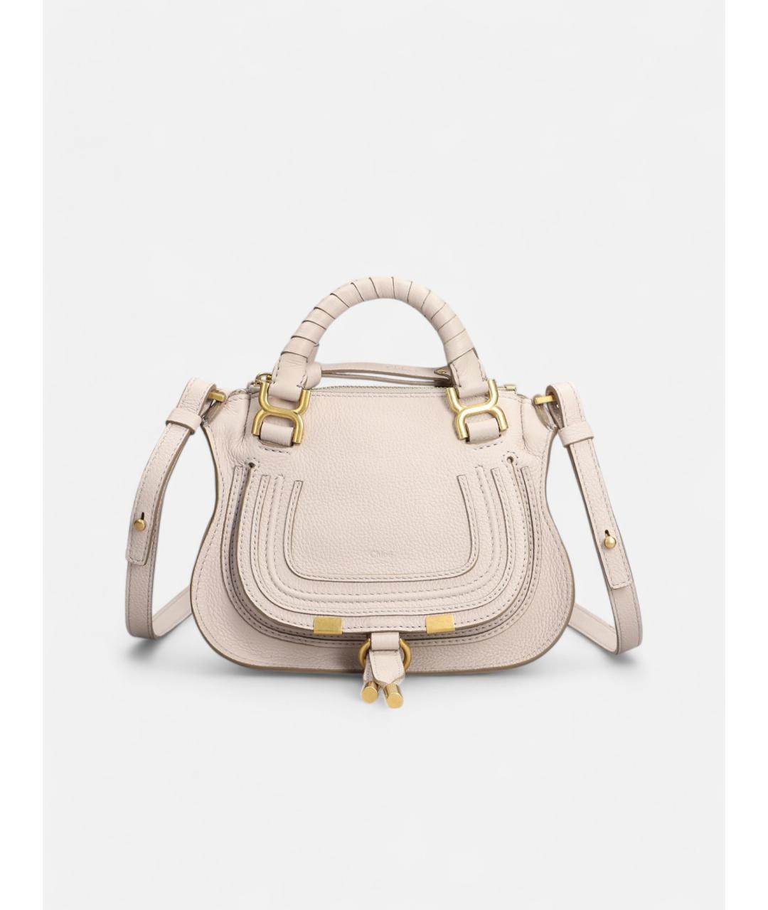 CHLOE Бежевая кожаная сумка с короткими ручками, фото 4