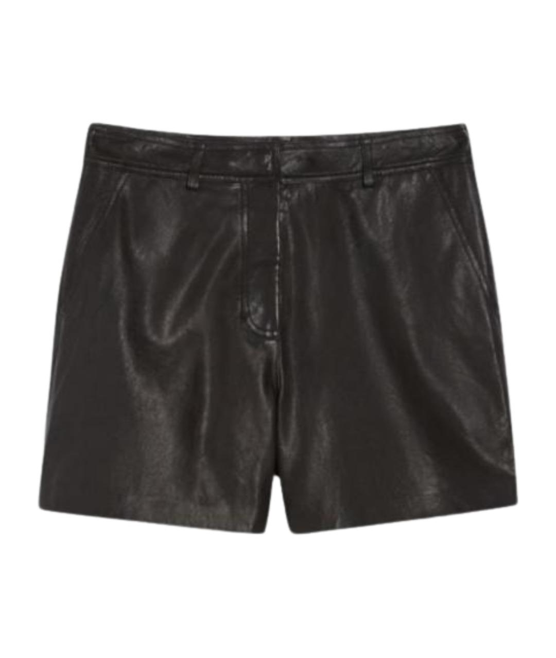 WEEKEND MAX MARA Черные кожаные шорты, фото 1