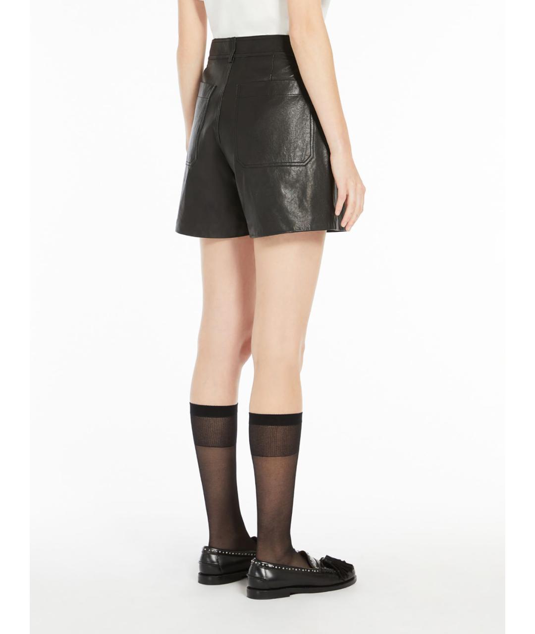 WEEKEND MAX MARA Черные кожаные шорты, фото 4