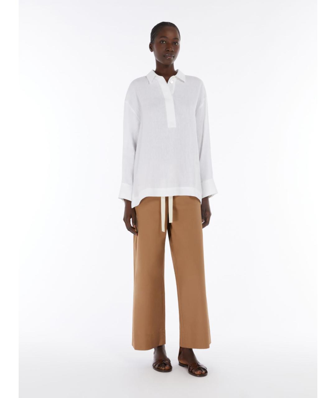 'S MAX MARA Коричневые хлопковые прямые брюки, фото 2