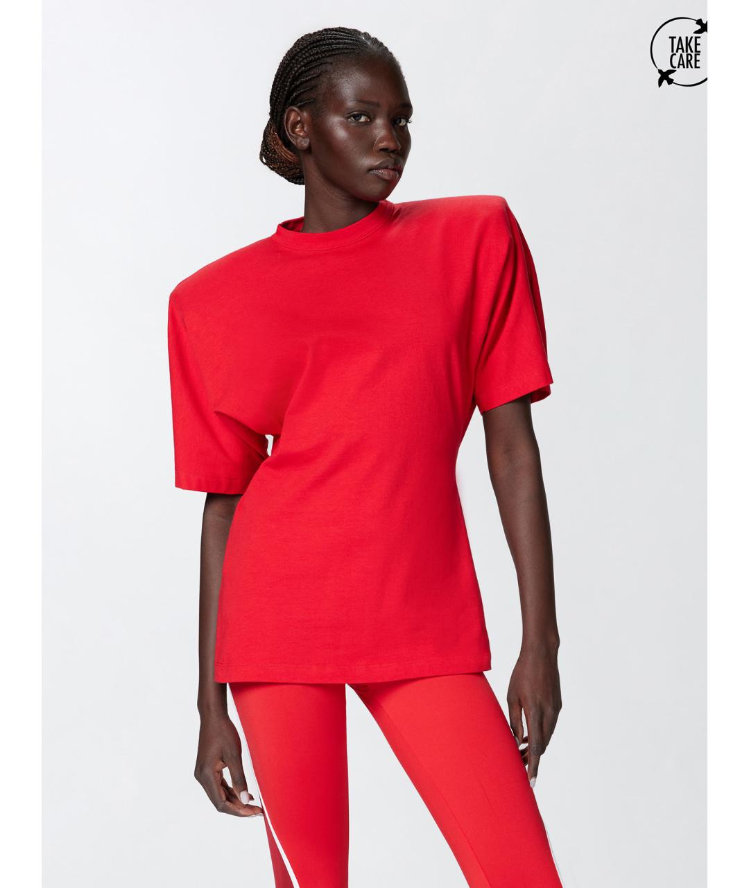 PINKO Красная хлопковая футболка, фото 3