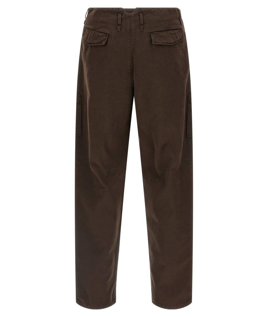 BRUNELLO CUCINELLI Коричневые хлопковые повседневные брюки, фото 2