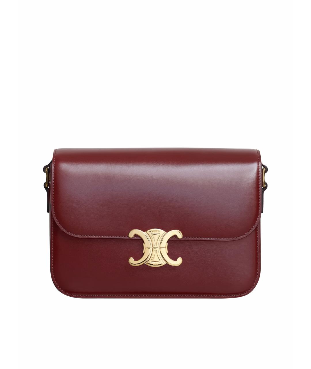 CELINE Бордовая кожаная сумка через плечо, фото 1