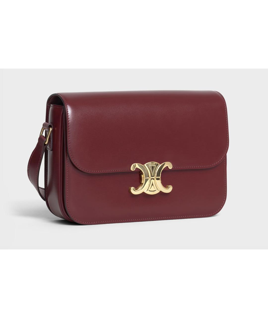 CELINE Бордовая кожаная сумка через плечо, фото 2