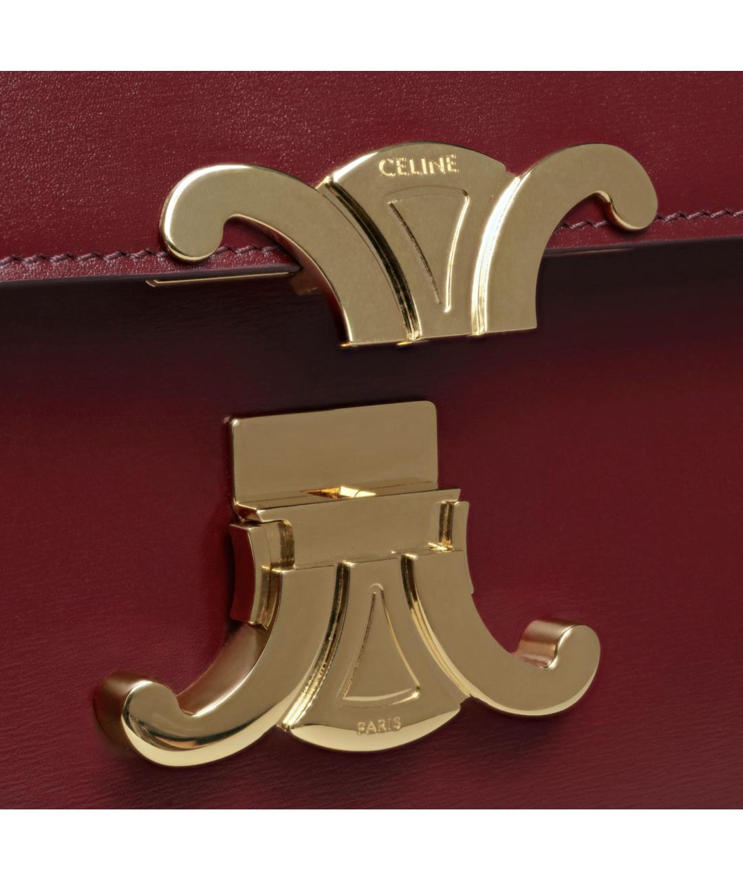 CELINE Бордовая кожаная сумка через плечо, фото 4