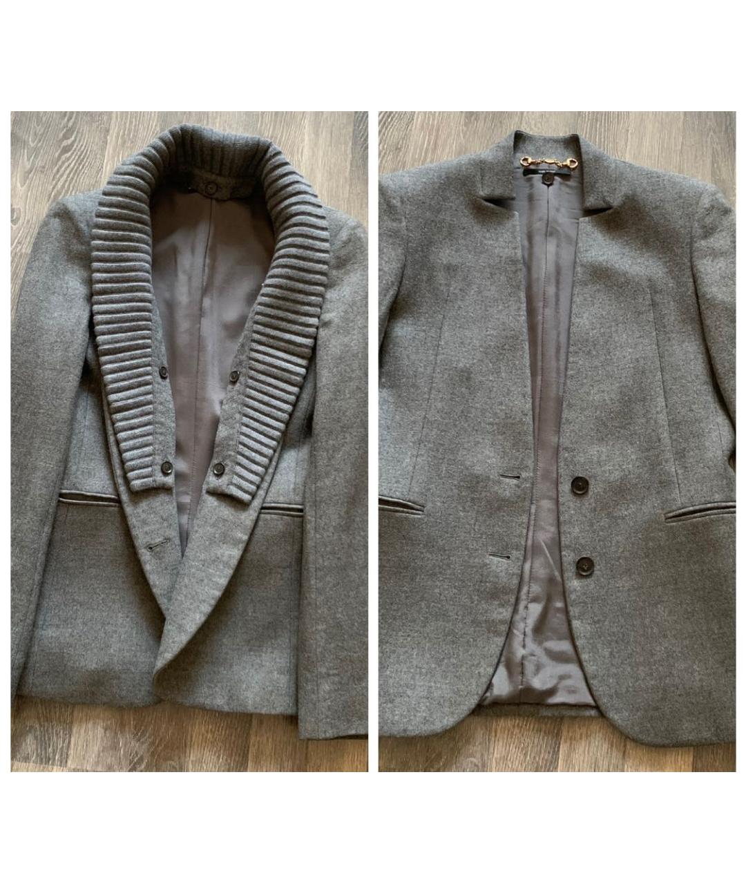GUCCI Серый шерстяной жакет/пиджак, фото 2