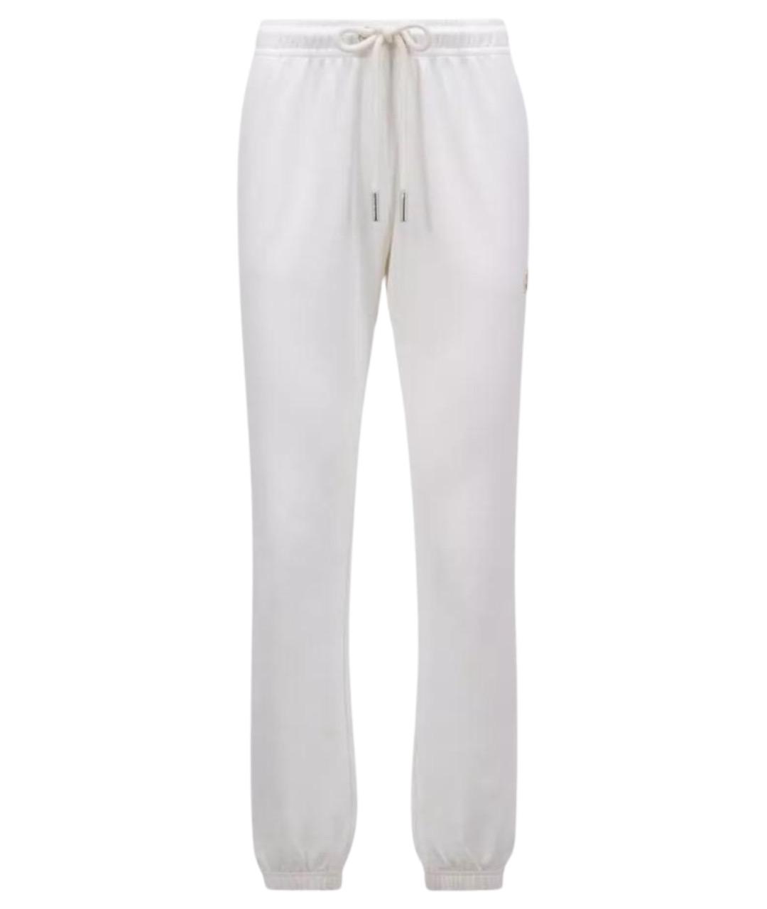 MONCLER Белые хлопковые прямые брюки, фото 1