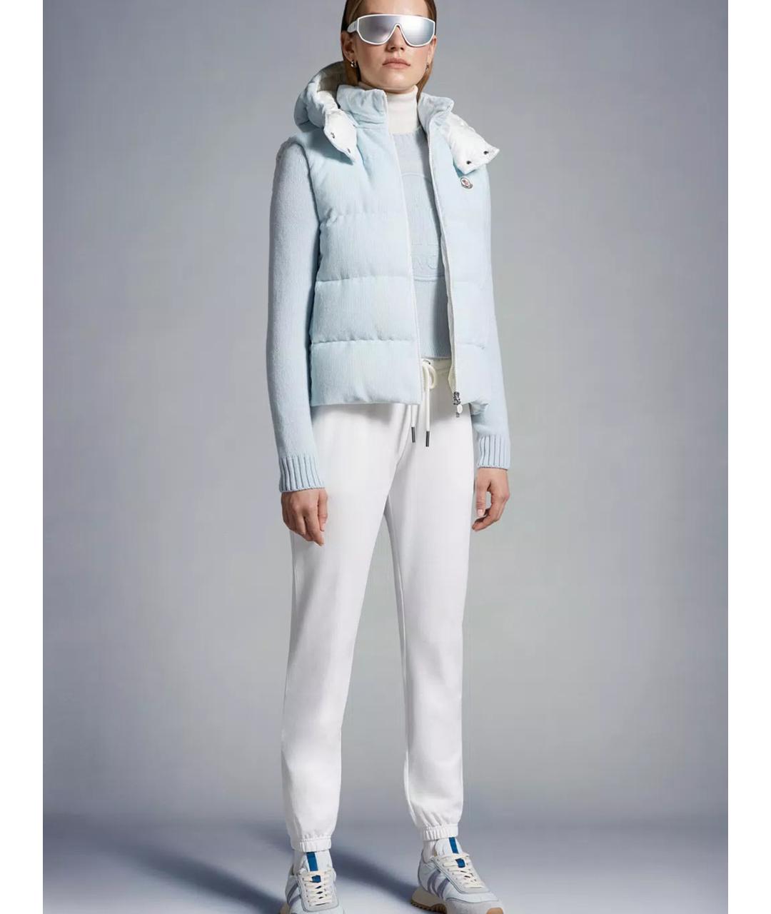 MONCLER Белые хлопковые прямые брюки, фото 2