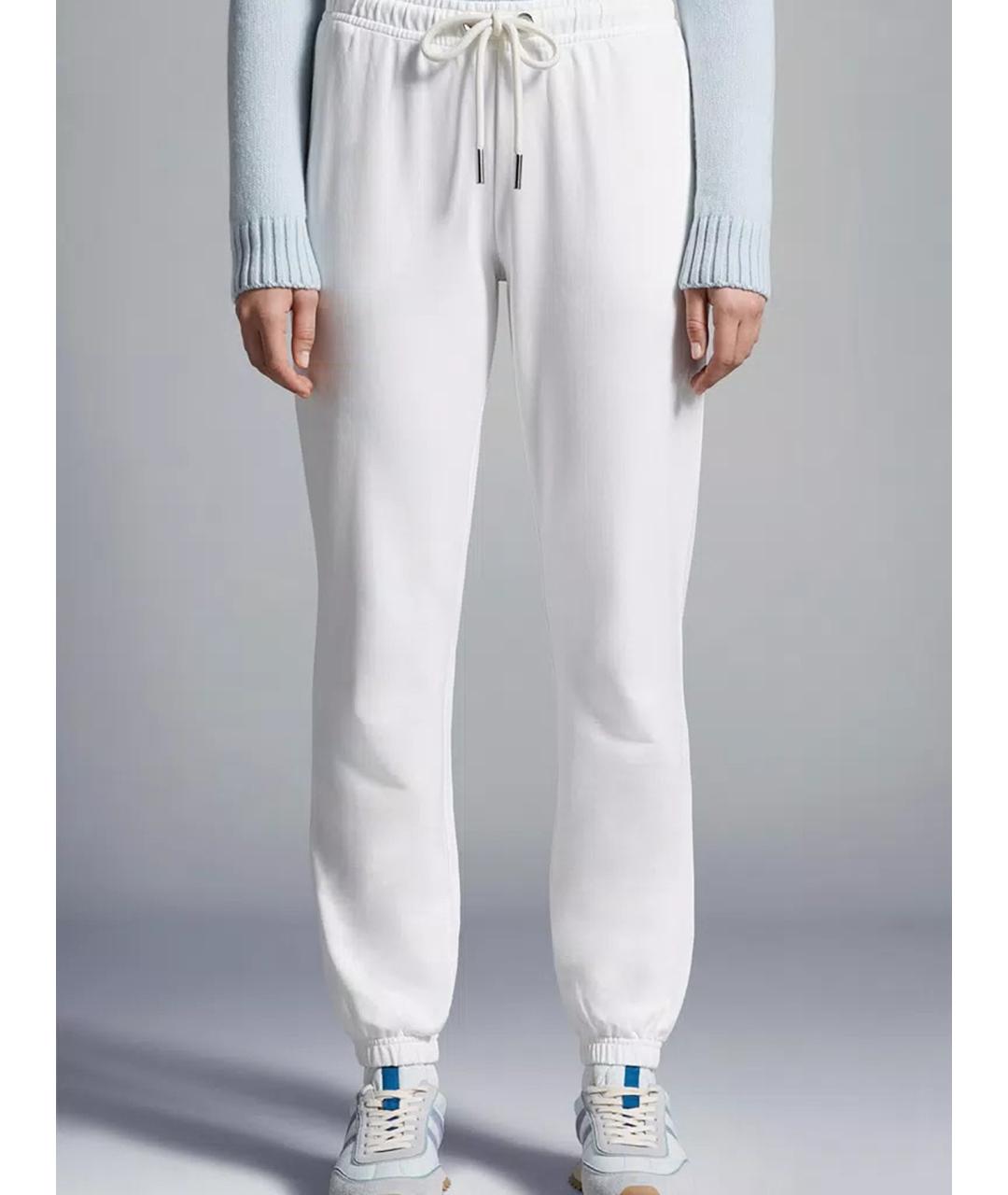MONCLER Белые хлопковые прямые брюки, фото 3