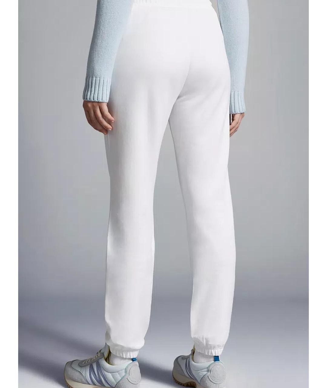 MONCLER Белые хлопковые прямые брюки, фото 4