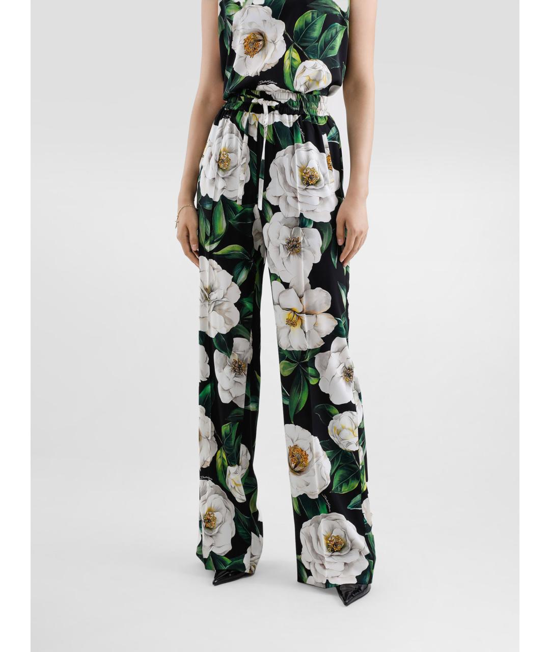 DOLCE&GABBANA Мульти шелковые брюки широкие, фото 3