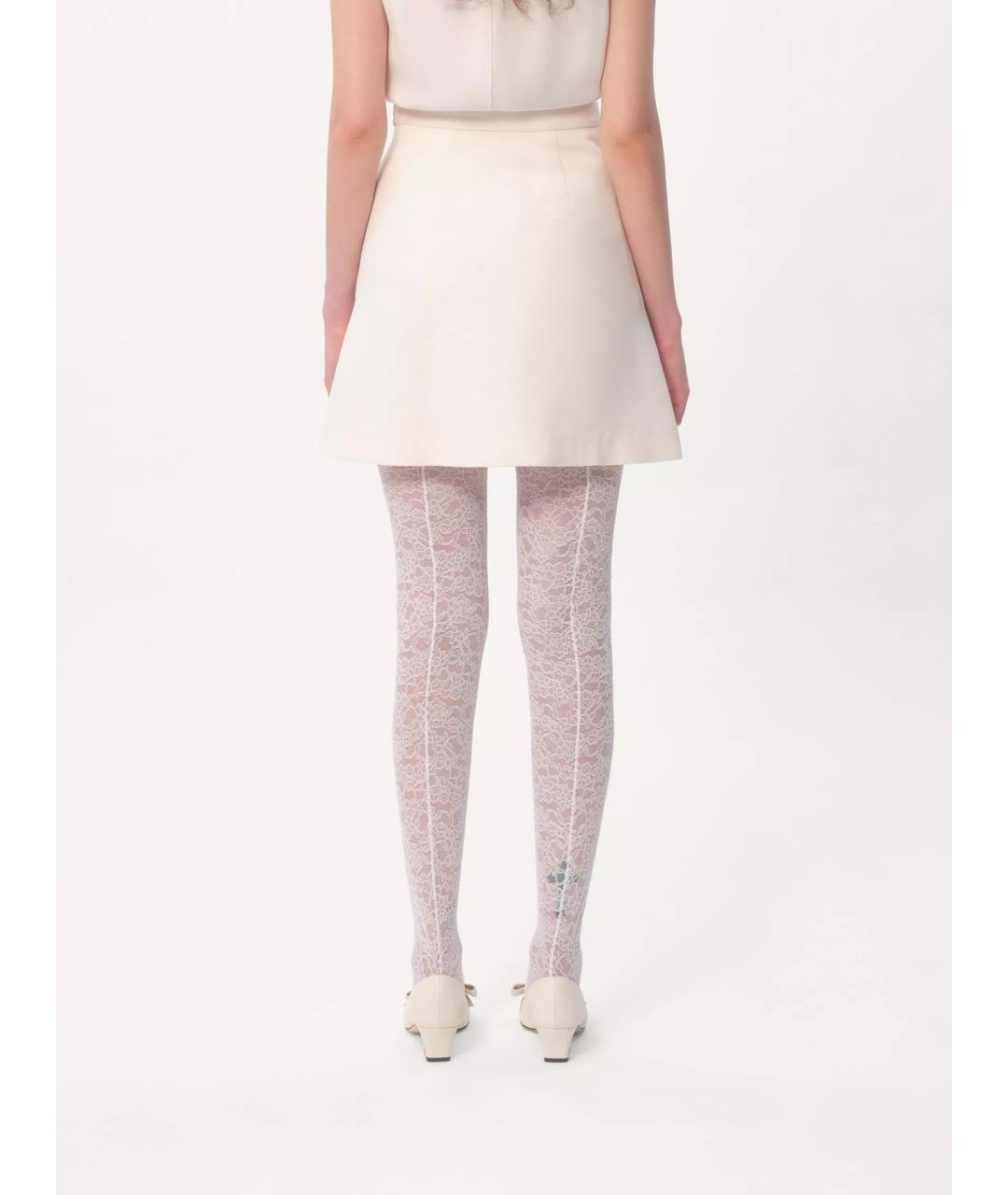 VALENTINO Белая шерстяная юбка мини, фото 4