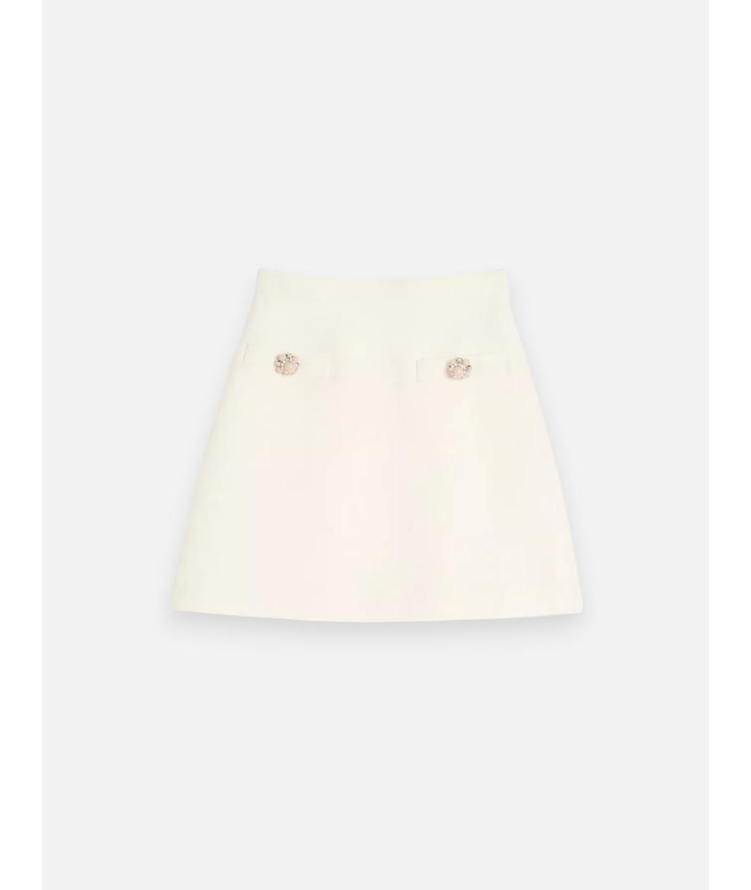VALENTINO Белая шерстяная юбка мини, фото 5
