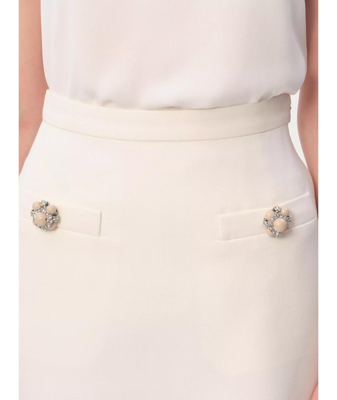 VALENTINO Белая шерстяная юбка мини, фото 3