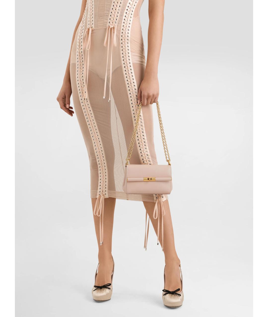 DOLCE&GABBANA Бежевая кожаная сумка через плечо, фото 2