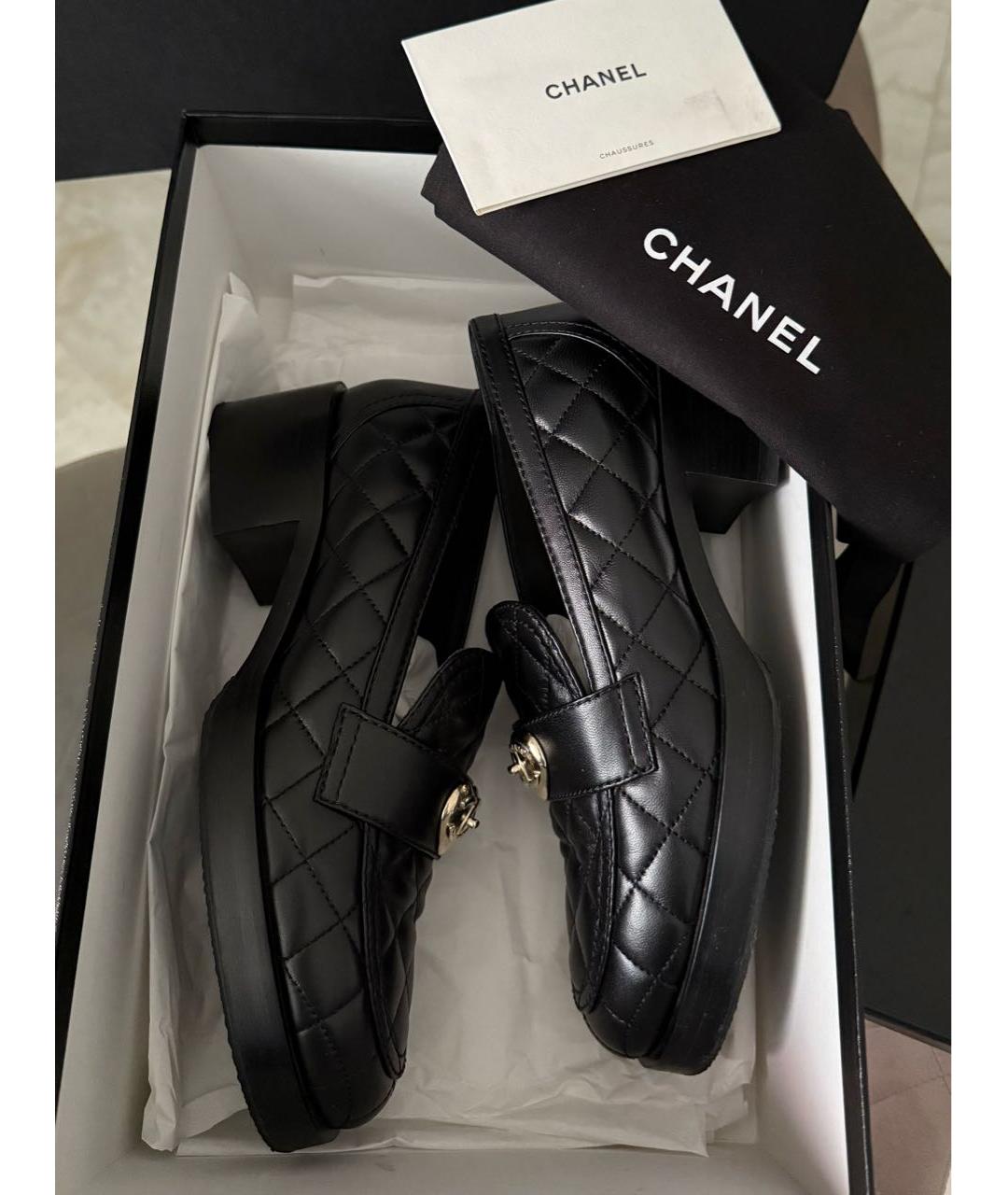 CHANEL Черные кожаные лоферы, фото 3