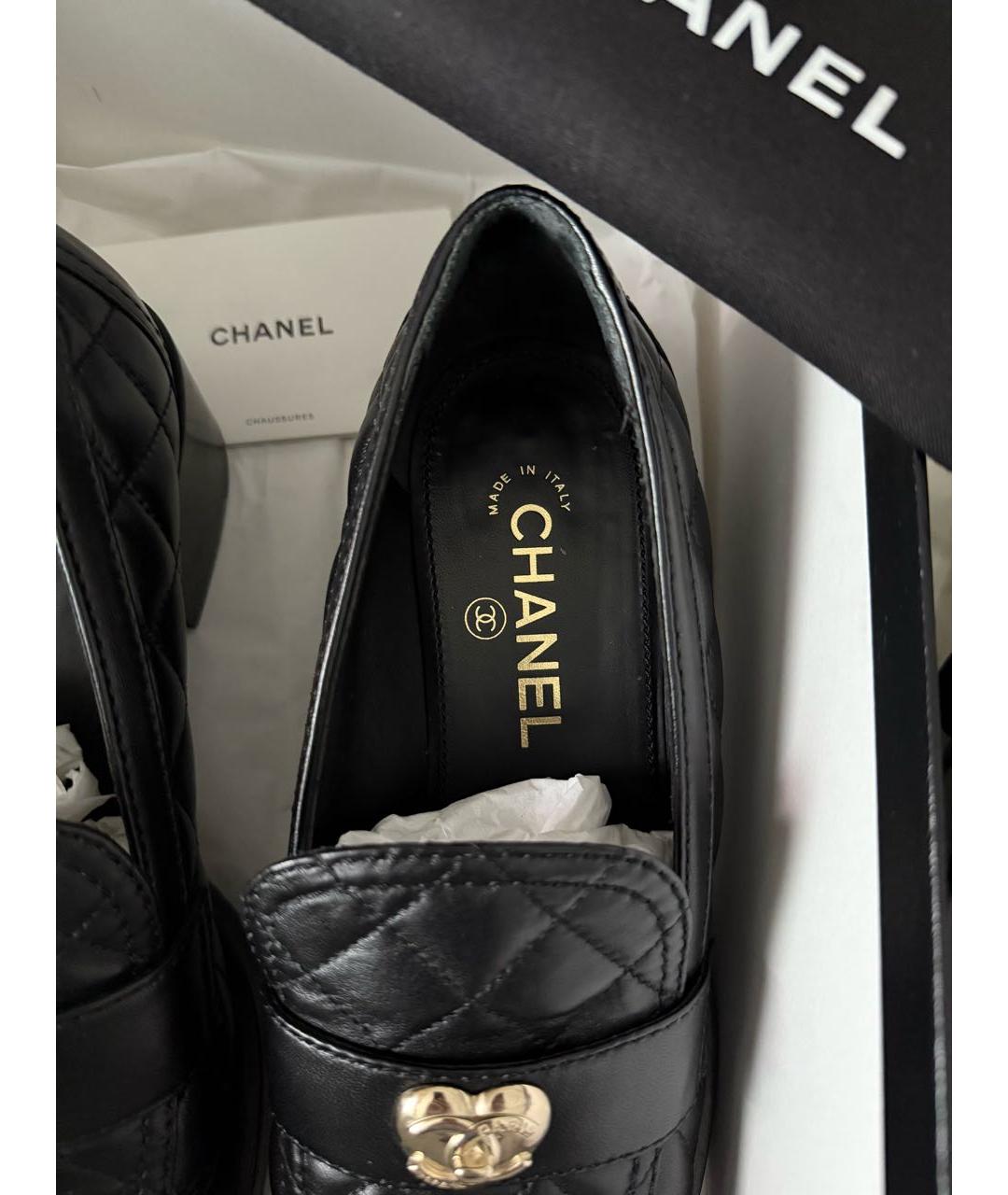 CHANEL Черные кожаные лоферы, фото 4