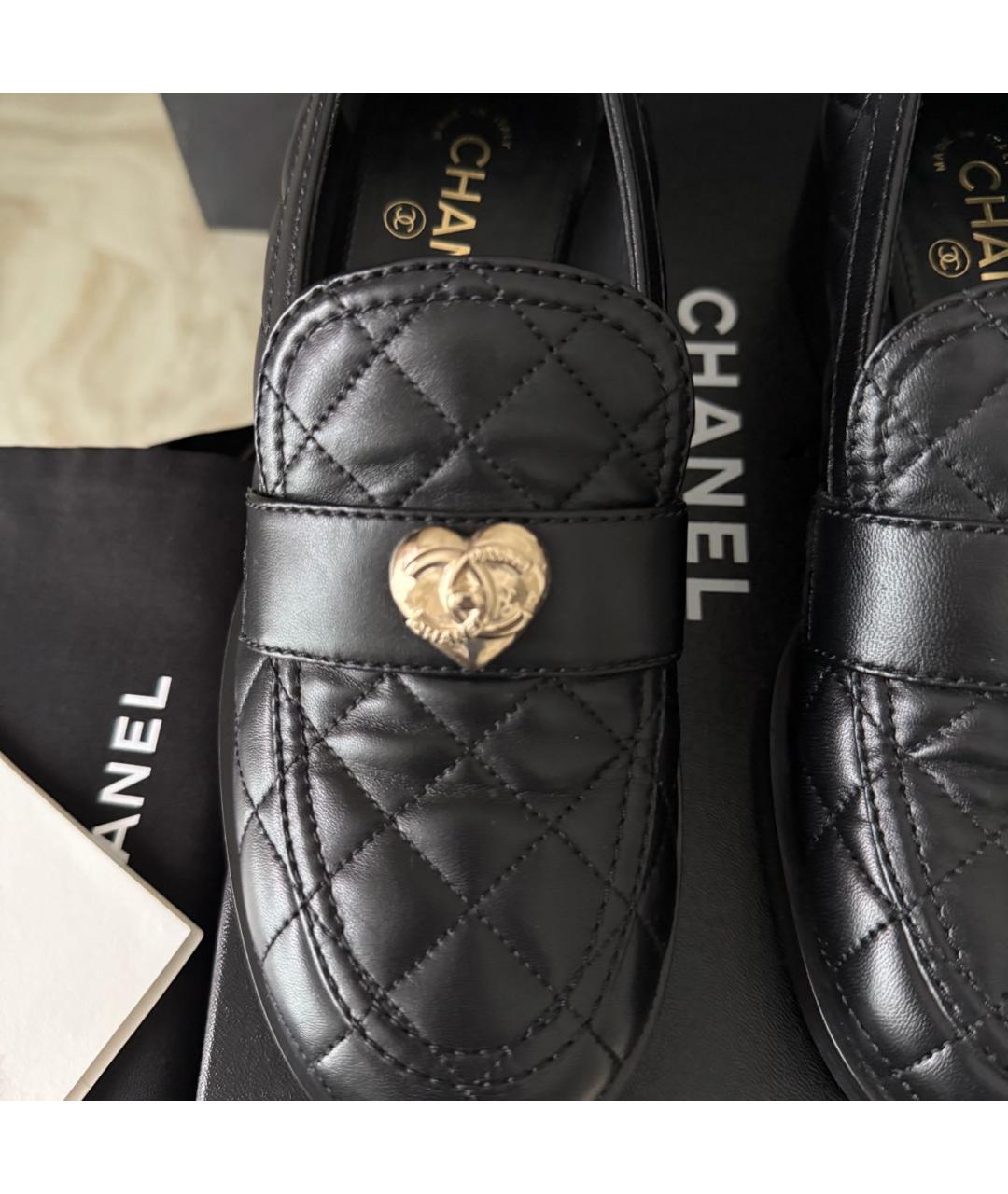 CHANEL Черные кожаные лоферы, фото 3
