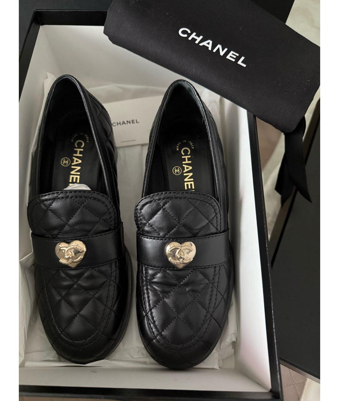 CHANEL Черные кожаные лоферы, фото 2